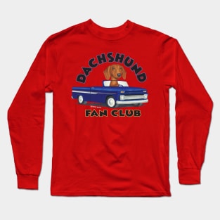 Funny cute Dachshund Doxie dog in fun riding classic vintage truck Long Sleeve T-Shirt